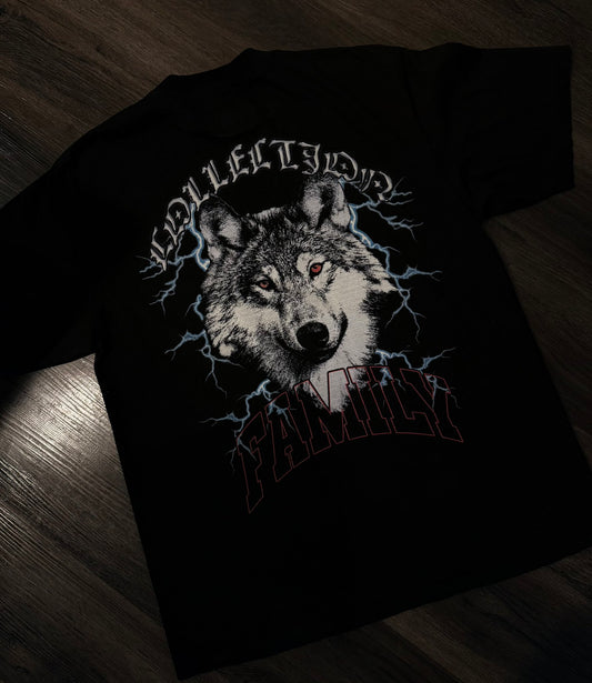 "Collection Family" Black wolf tee